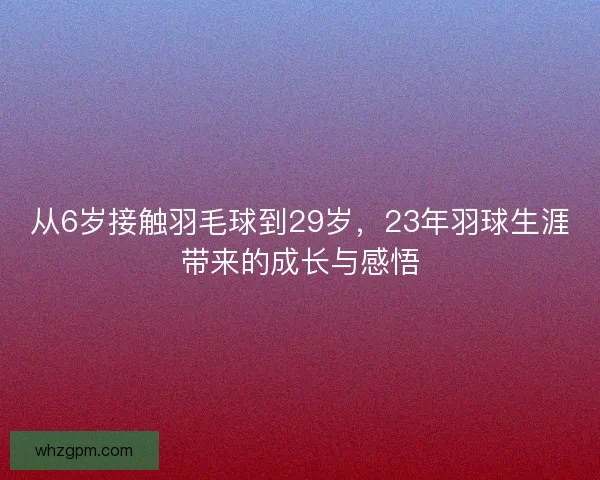 从6岁接触羽毛球到29岁，23年羽球生涯带来的成长与感悟