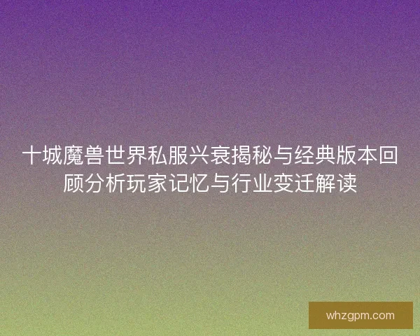 十城魔兽世界私服兴衰揭秘与经典版本回顾分析玩家记忆与行业变迁解读