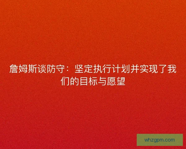 詹姆斯谈防守：坚定执行计划并实现了我们的目标与愿望