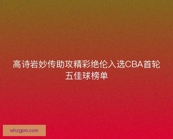 高诗岩妙传助攻精彩绝伦入选CBA首轮五佳球榜单